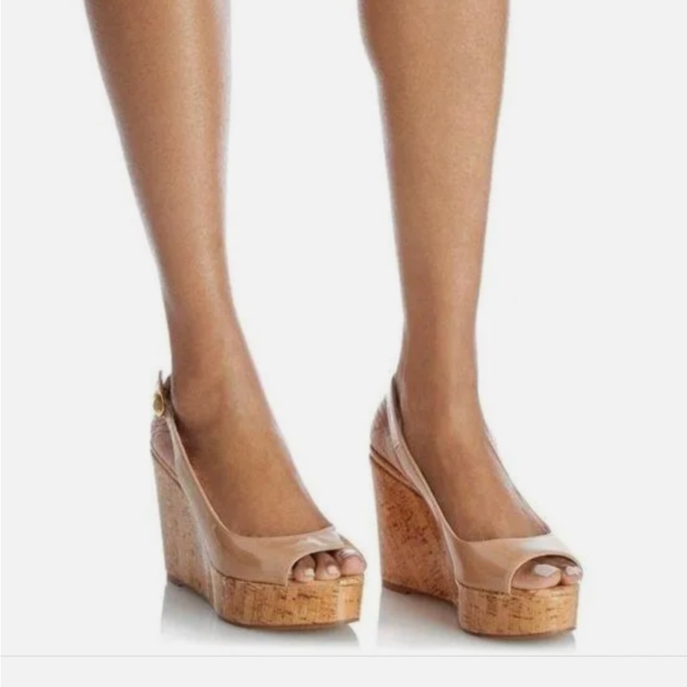 Stuart Weitzman Riviera Slingback Peep-Toe Wedge